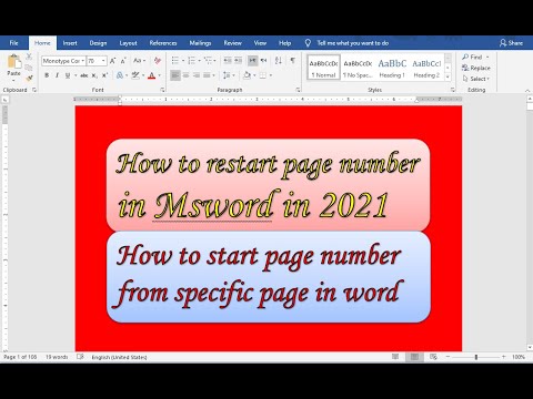 how to restart page number in word in 2021