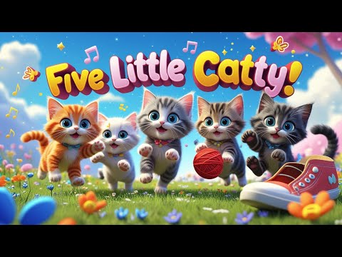 🐱 Five Little Catty | Fun & Cute Kitten Rhyme for Kids | Sing Along & Play 🎶🐾