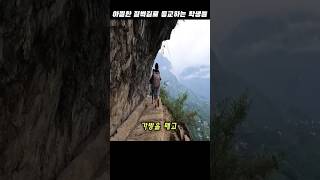 아찔한 절벽 길로 등교하는 학생들