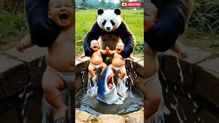 You want belive Panda🐼 Tries to Save 400KG Babies👶… But a Shark🦈 Ends Everything! 😱 #shorts