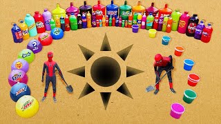 Experiment: Big Toothpaste Eruption from Sun pit with Giant Fanta, Pepsi, Coca Cola and Mentos