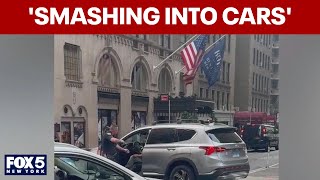 NYC police chase ends with guns drawn at busy intersection