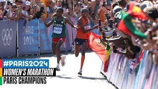 🤯 CRAZY 🤯 sprint for gold in the women's marathon! | Paris Champions