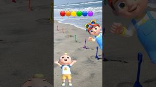 Learn Colors Red🔴 Blue🔵 Green🟢 at the Beach! CoComelon Toys! #shorts