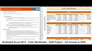 Illustrated Excel 2019 | Modules 1-4: SAM Capstone Project 1a | Cello Worldwide (Update 2025)