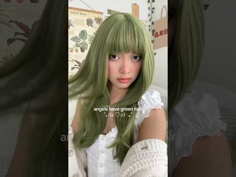 matcha hair reveal 🍵🍃 #greenhair #pinterestgirl #matcha