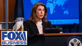 State Department spokesperson Tammy Bruce holds a briefing