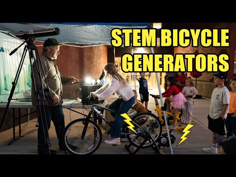 STEM Interactive Bicycle Generator Display at an Elementary School