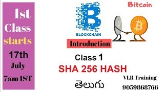 What is Blockchain Demo Class1 Nani |SHA 256 HASH I Blockchain Tutorials IJul15 VLR 9059868766