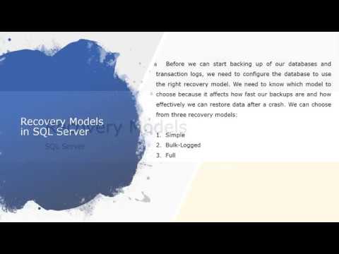 Recovery Models - SQL Server