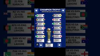 Champion trophy 2025 schedule📅 #shorts #facts #youtube #youtubeshorts #trending #championtrophy2025
