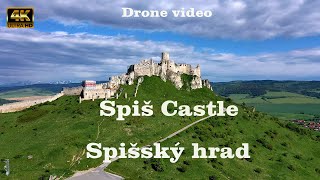 Spiš Castle (Spišský hrad) in Slovakia. Flying over Spiš Castle - 4K video
