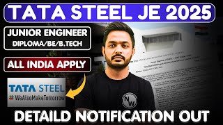 Tata steel JE Vacancy 2025 | Diploma/B.tech/BE | Tata steel JE recruitment 2025 | Tata steel Jobs