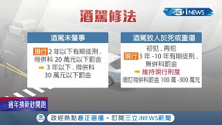 喝酒不開車.開車不喝酒！立法院"酒駕"修法三讀通過 酒駕累犯將公布姓名照片! 若肇事併科罰金最高可罰300萬│記者 莊惠琪 李維庭│【台灣要聞】20220124│三立iNEWS