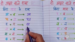 Do Akshar Wale Shabd || Bina Matra wale Shabd || Two letter words Hindi || Hindi writing