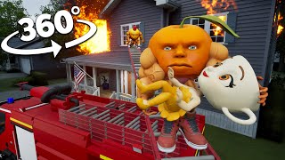 360° Udin Din Din Dun Saved Ballerina Cappuccina : Fire Outbreak! | VR 8K