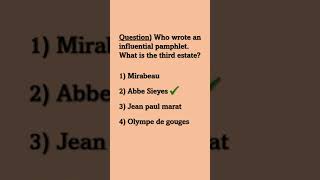History Class 9th Chapter 1 mcqs | The French Revolution | Shorts