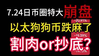 7.24日币圈特大崩盘！以太坊狗狗币跌麻了！一切去完蛋！割肉or抄底？