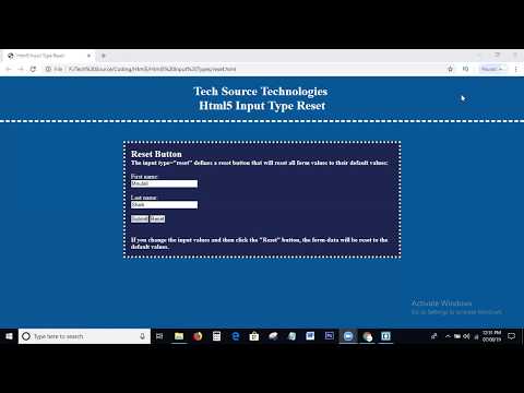 Html5 Input Type Reset | Input type = "reset" | Html5 Input types Tutorial