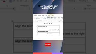 How to align text in MS Word using shortcut keys? || #msword #shortcutkeys #youtubeshorts #viral