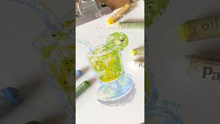クレヨンで描くキウイスムージー🥝🖍  #イラスト #アート #お絵描き #クレヨン #アナログイラスト #crayon #crayon #art #oilpastel #drawing