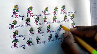 Flower || how to improve handwriting || beautiful flower writing