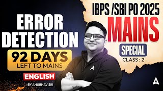 IBPS/SBI PO Mains 2025 | Mains Special Error Detection  | English By Anubhav sir