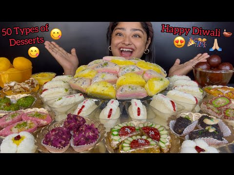 HAPPY DIWALI 2024 🎉🎊 MALAI SANDWICHES, MALAI RASGULLA, KALA JAMUN, RAJBHOG, KAJU SWEETS | MUKBANG