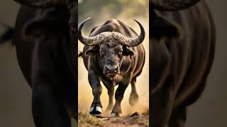The bison battles the male lion to save the calf. #Bison #malelions