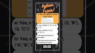 Python Trivia   Tuple 20 #coding #python #techcommunity #shorts #trending #viral #datascience