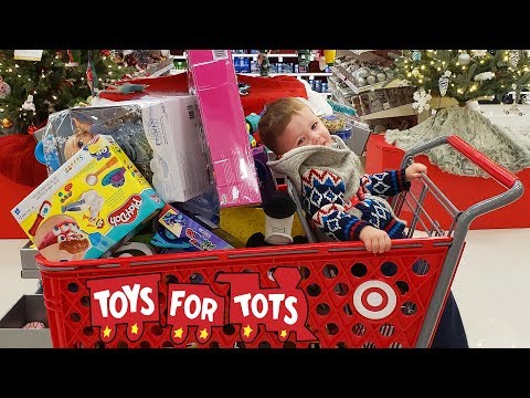 Toys For Tots Target Christmas Present Toy Hunt Shopping Spree Fun Kids Video by Kinder Playtime