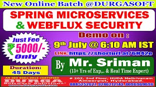 SPRING MICROSERVICES, WEBFLUX SECURITY Online Training @ DURGASOFT