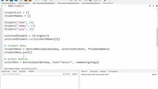 Using Tkinter's OptionMenu to interact with objects