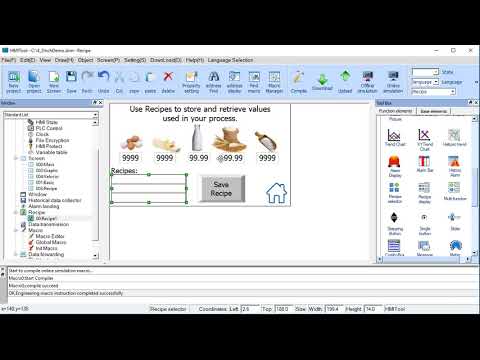 Command HMI Demo Screen Recipes Page