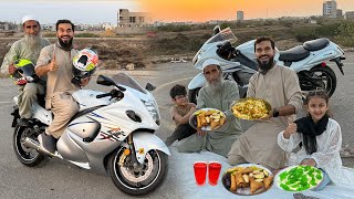 First hayabusa ride with Abbu ji 😍 Iftar karne bike per nikal gae 🏍️