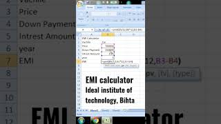 How to calculate EMI in Excel #shorts #excel #exam #interview #data #database #shortsvideo