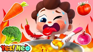 It's So Spicy! | Five Veggies in the Fridge | Learn Vegetable | Nursery Rhyme & Kids Song | Yes! Neo