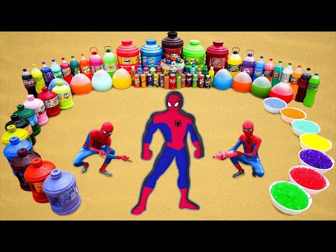 How to make Spiderman pit with Orbeez & Cement, Giant Sprite, Fanta, Pepsi, Coca Cola vs Mentos