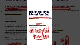 Amazon SDE - Hiring Interest Form Update 2025 #amazon #comfortzonewithmanish2