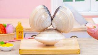Fried Clams Served With Delicious Garlic Herb Bread 🍞 Mini Cooking With Delicious Happy Cook
