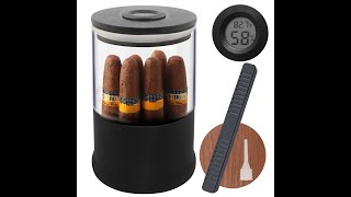 XIFEI Glass Humidor Jar with Hygrometer and Humidifier Holds 12-18 Cigars