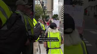 One man counters protest in support of Kilmar Abrego Garcia
