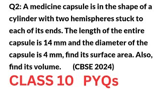 Surface area and Volume|| Pyq|| Class 10|| NCERT maths || 2024 pyq
