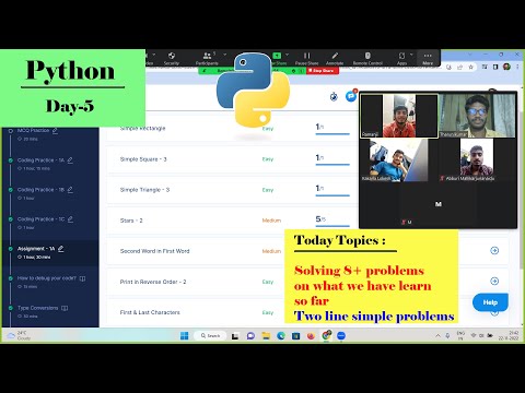 Day-5 || Python || Topics - Solving simple problems on what we have learn so far..