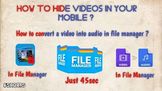 How to hide videos privately in mobile | How to conver a video in to a audio file #shorts