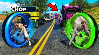 GTA 5 CHOP AND FROSTY ESCAPE THE BIKES VS PLANES  CHALLENGE