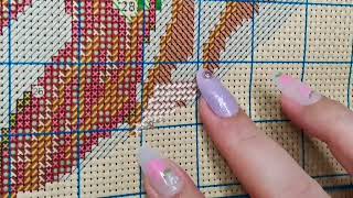 cross stitch 十字繡繡新圖了，印花豎背繡，珍愛十字繡
