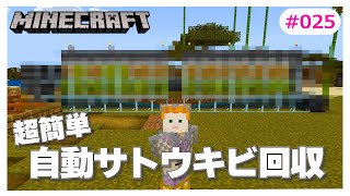 【マイクラ】サトウキビ自動回収機を作ります！超簡単！！　  マイクラサバイバル生活　統合版　MINECRAFT