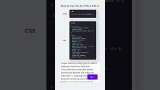 🔝 Back to Top Button with Only HTML & CSS3! 🚀✨ | No JavaScript Needed||#shorts #coding #video #web