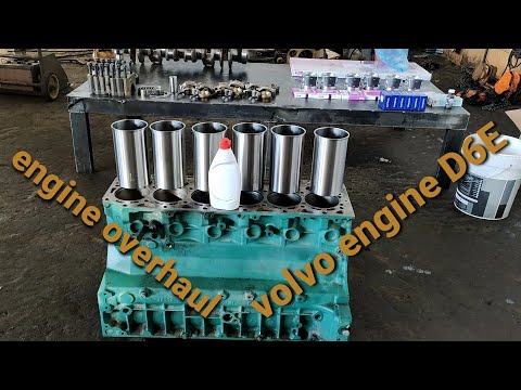 volvo excavator engine D6E overhaul part 1
